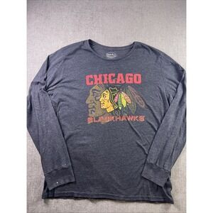 Majestic Threads Chicago Blackhawks Men's XXL Shirt Graphic Print Gray Hockey